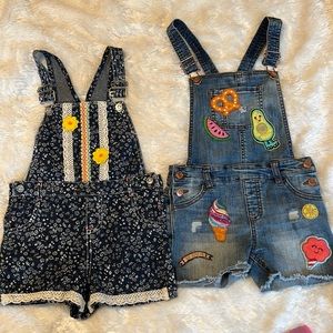 Girls Summer Short Overalls Lot of 2 size 5 & 6